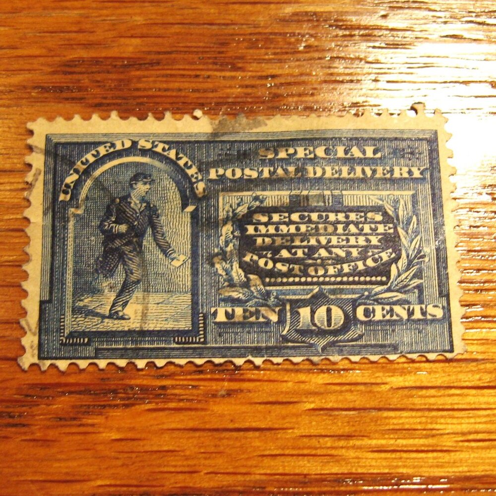 1895 Special Delivery 10 Cent Stamp Blue Watermarked